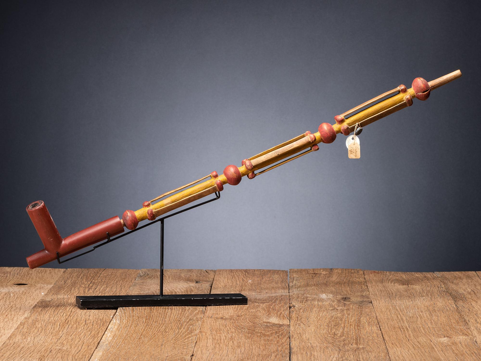 Sioux Carved and Painted Pipe Stem, with Catlinite Bowl