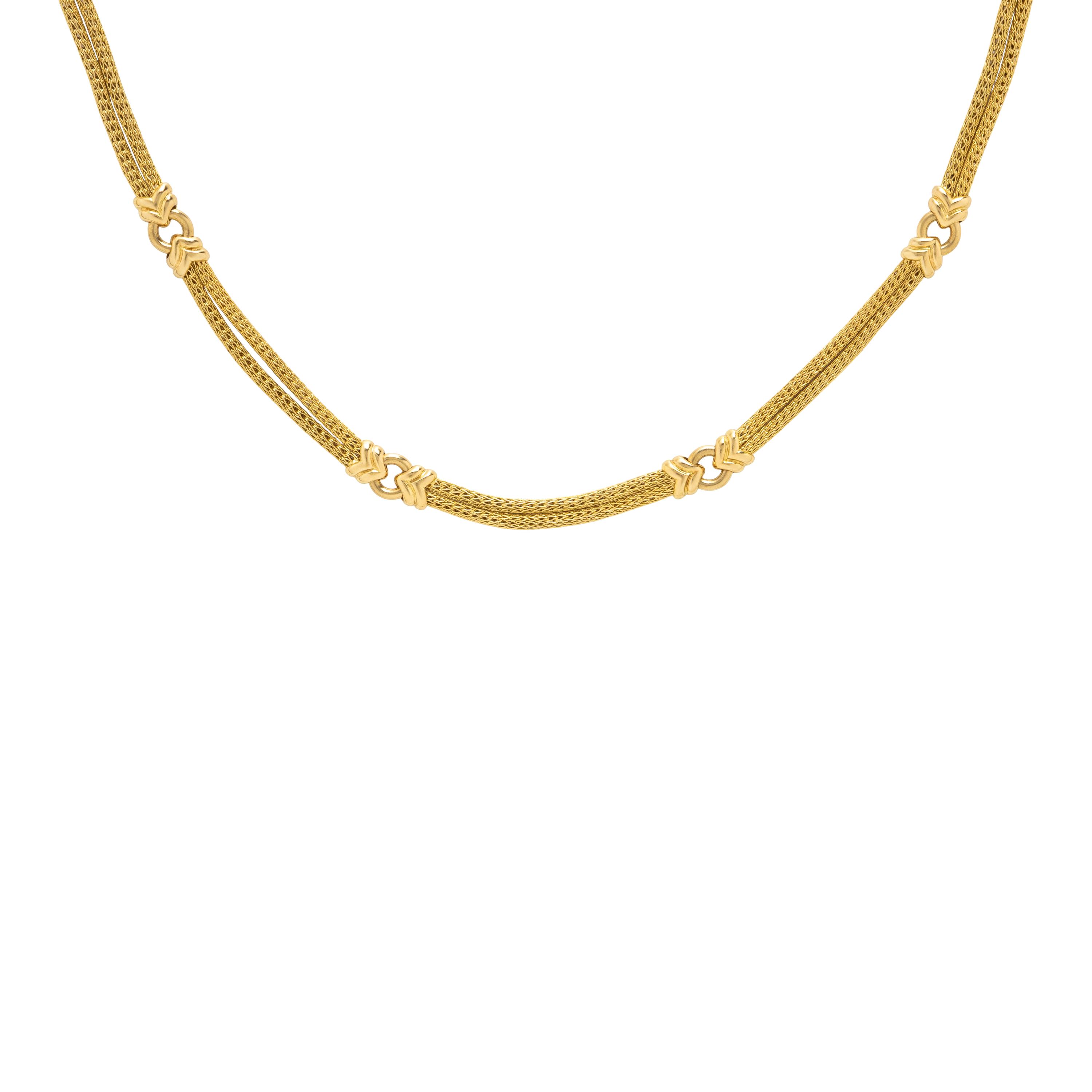 Gregg Ruth, Yellow Gold Mesh Station Necklace