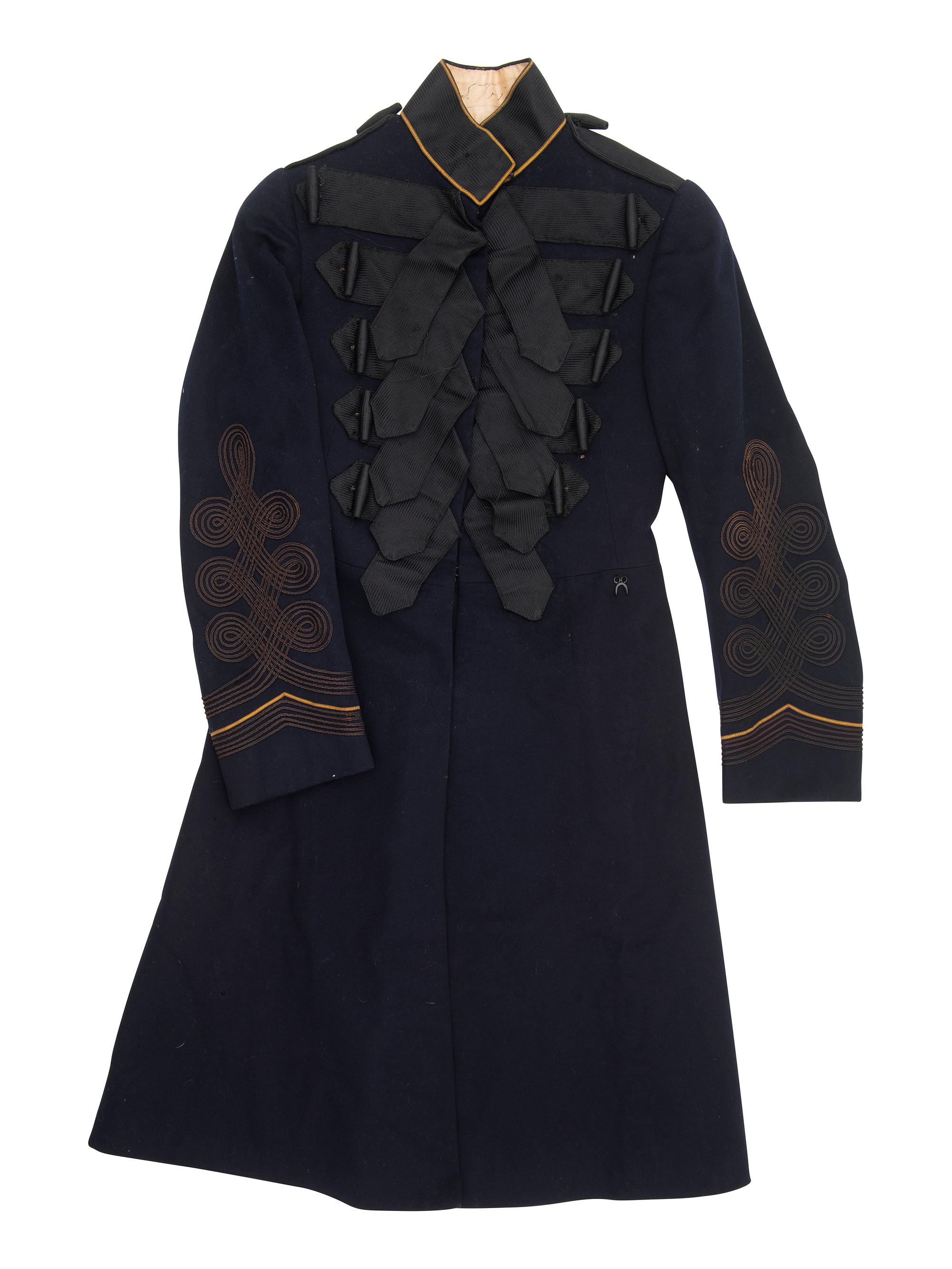 [UNIFORMS]. Repurposed military coat and trousers, ca late 1800s.