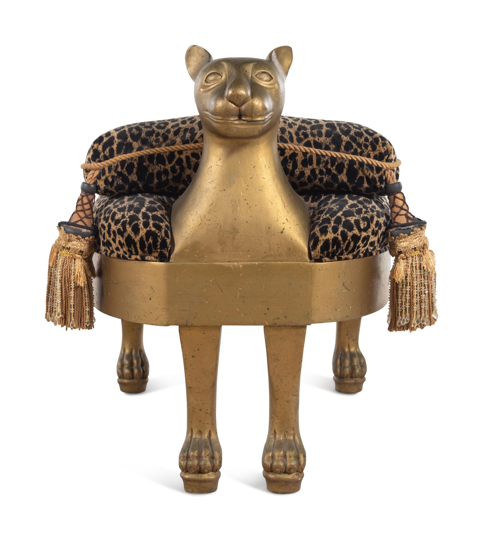 An Egyptian Style Cat-Form Stool