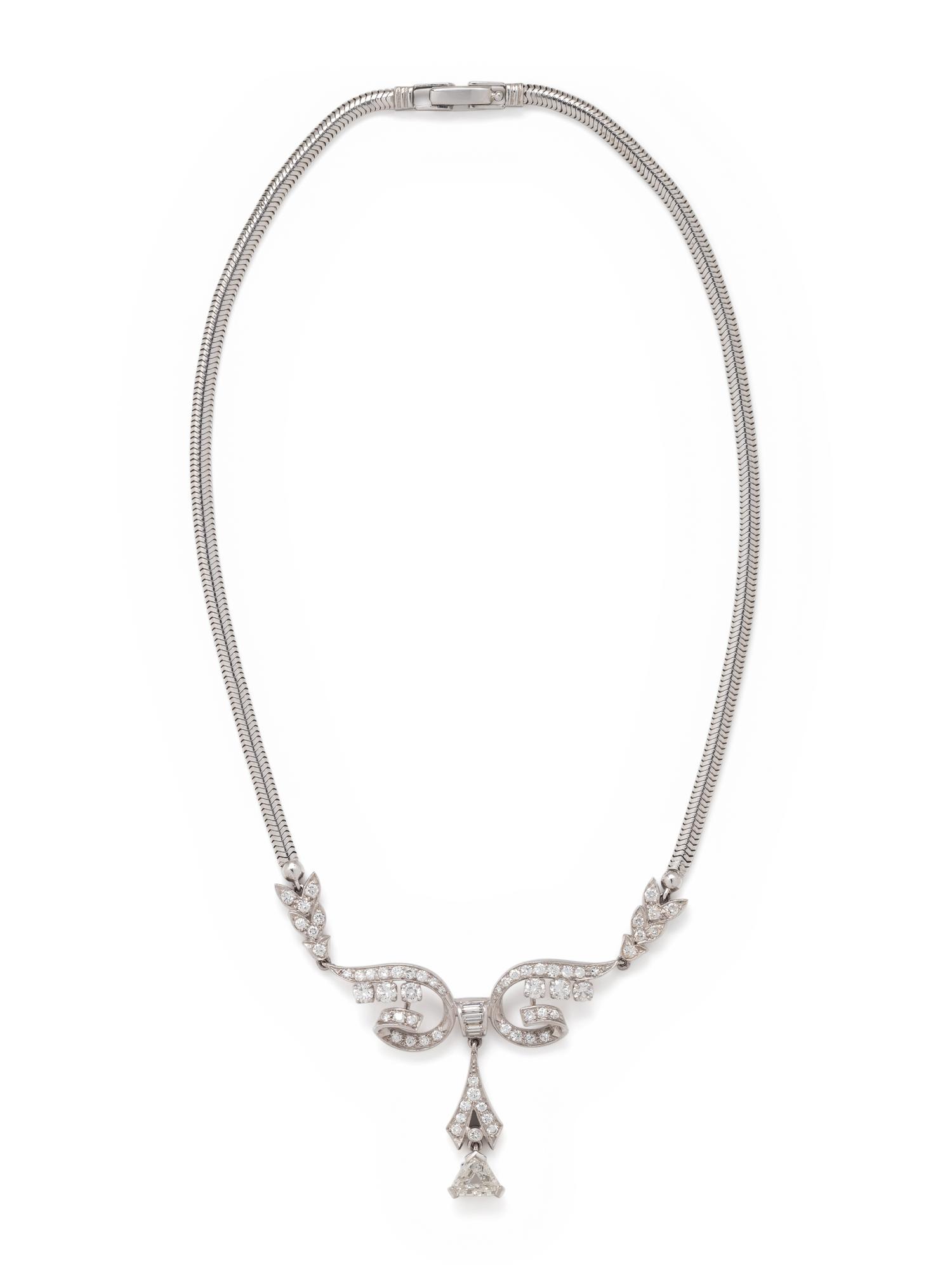 PLATINUM, WHITE GOLD AND DIAMOND NECKLACE