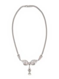 PLATINUM, WHITE GOLD AND DIAMOND NECKLACE