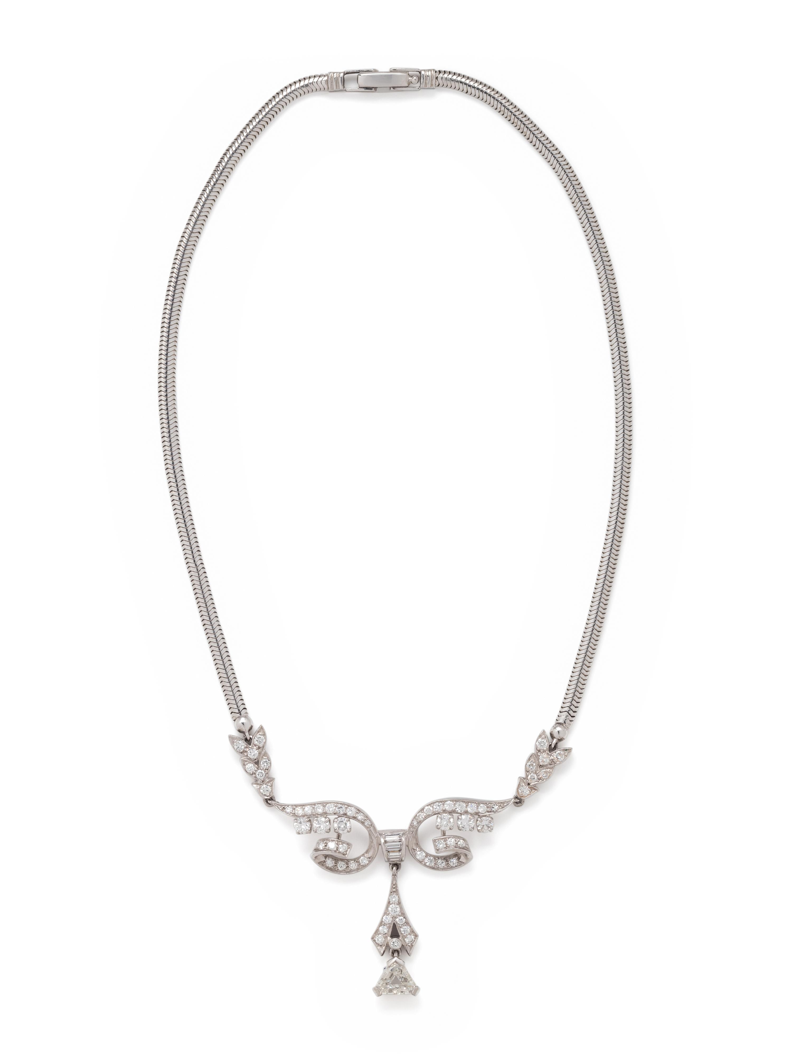 PLATINUM, WHITE GOLD AND DIAMOND NECKLACE