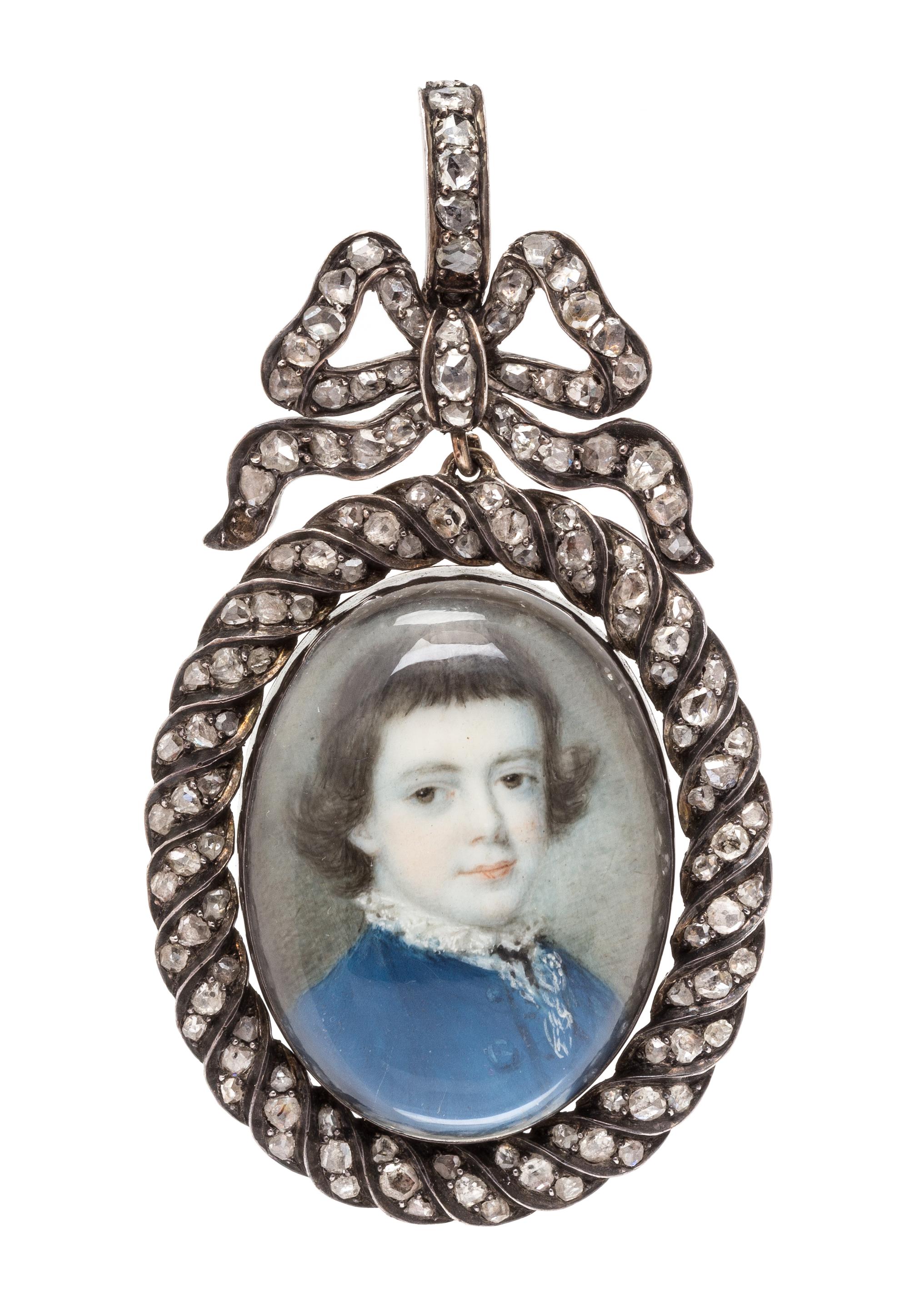 A Georgian Gold, Silver, Diamond and Portrait Miniature Pendant, Circa 1770, 28.50 dwts.