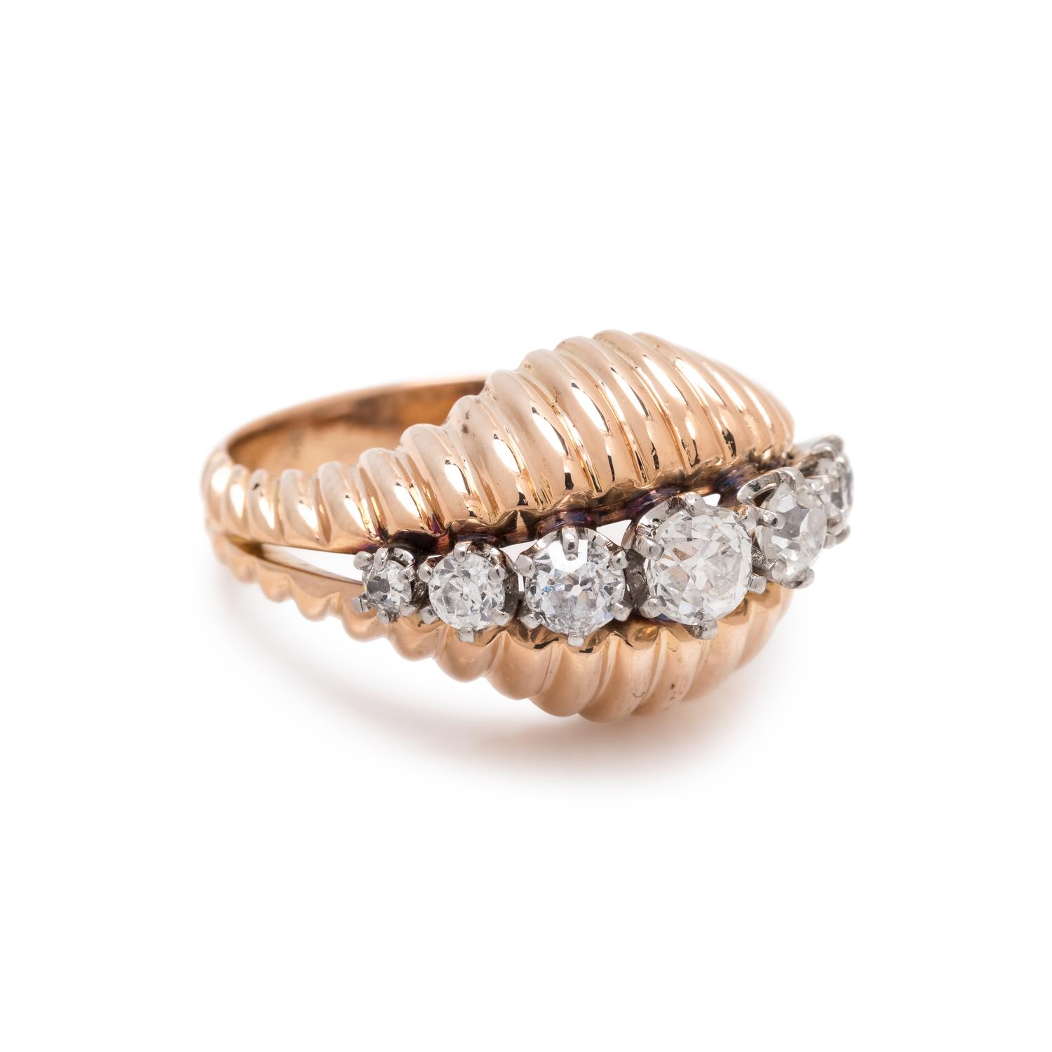 FRENCH, ROSE GOLD AND DIAMOND RING