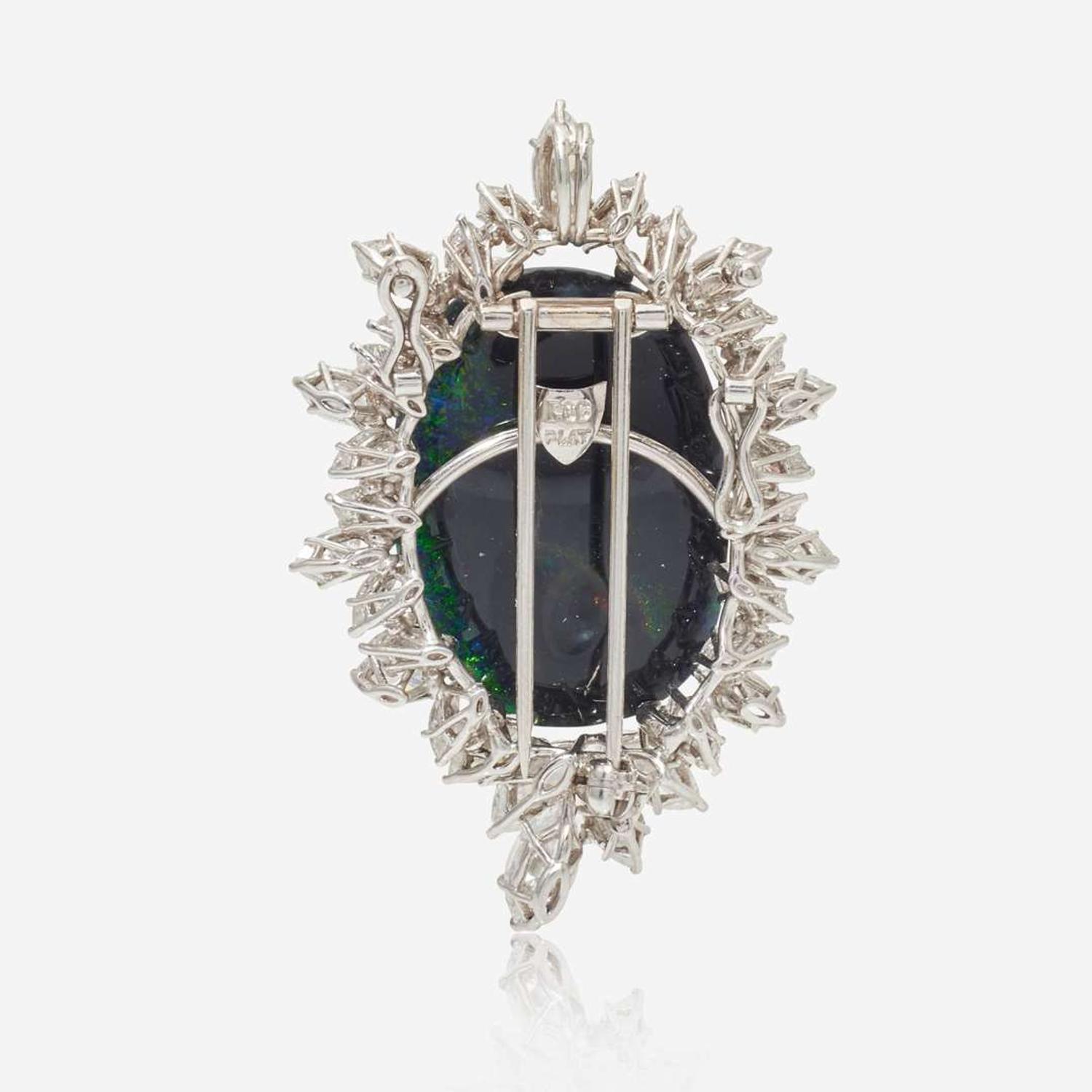 A Black Opal and Diamond Necklace