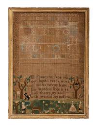 A Massachusetts Pictorial Needlework Sampler
