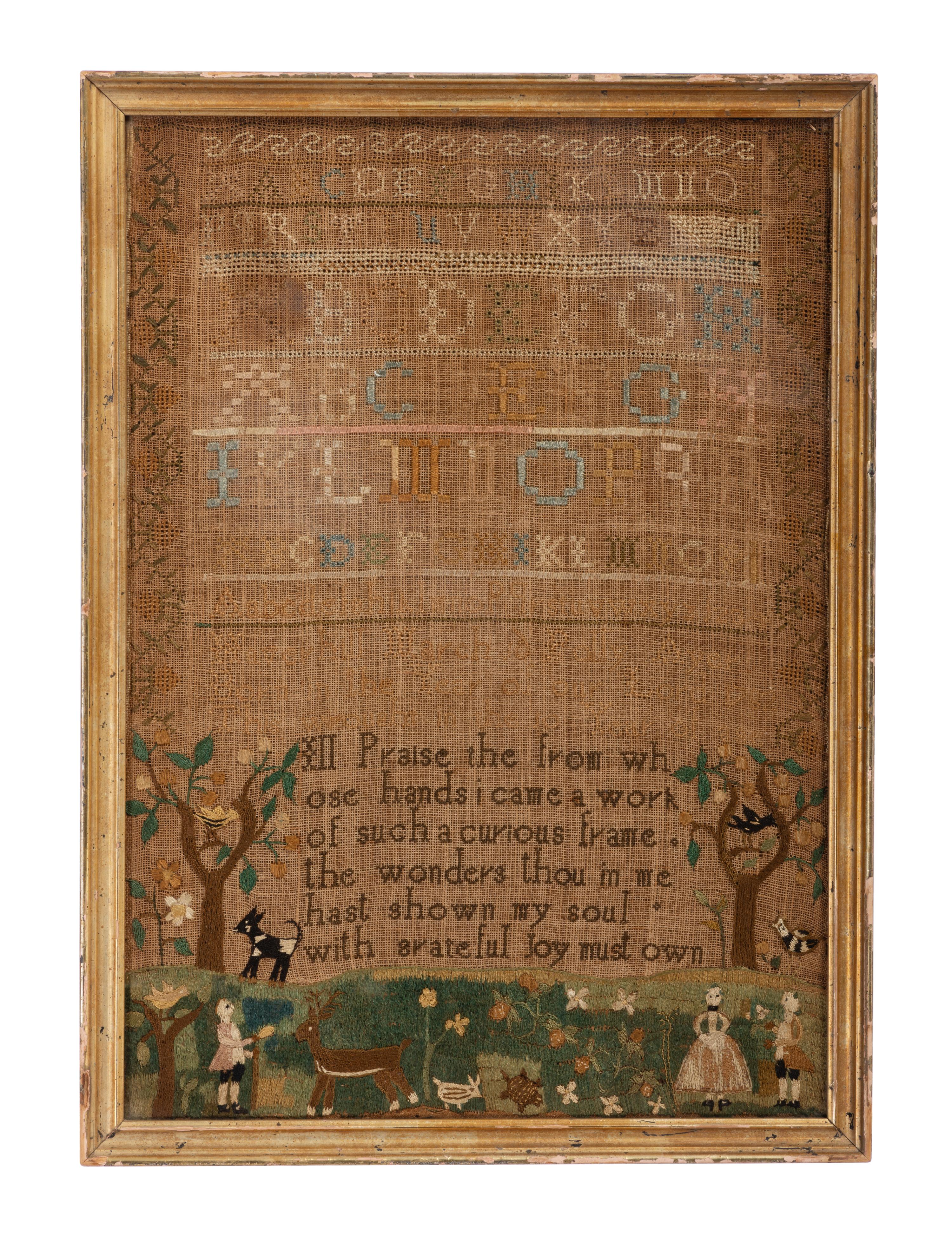 A Massachusetts Pictorial Needlework Sampler