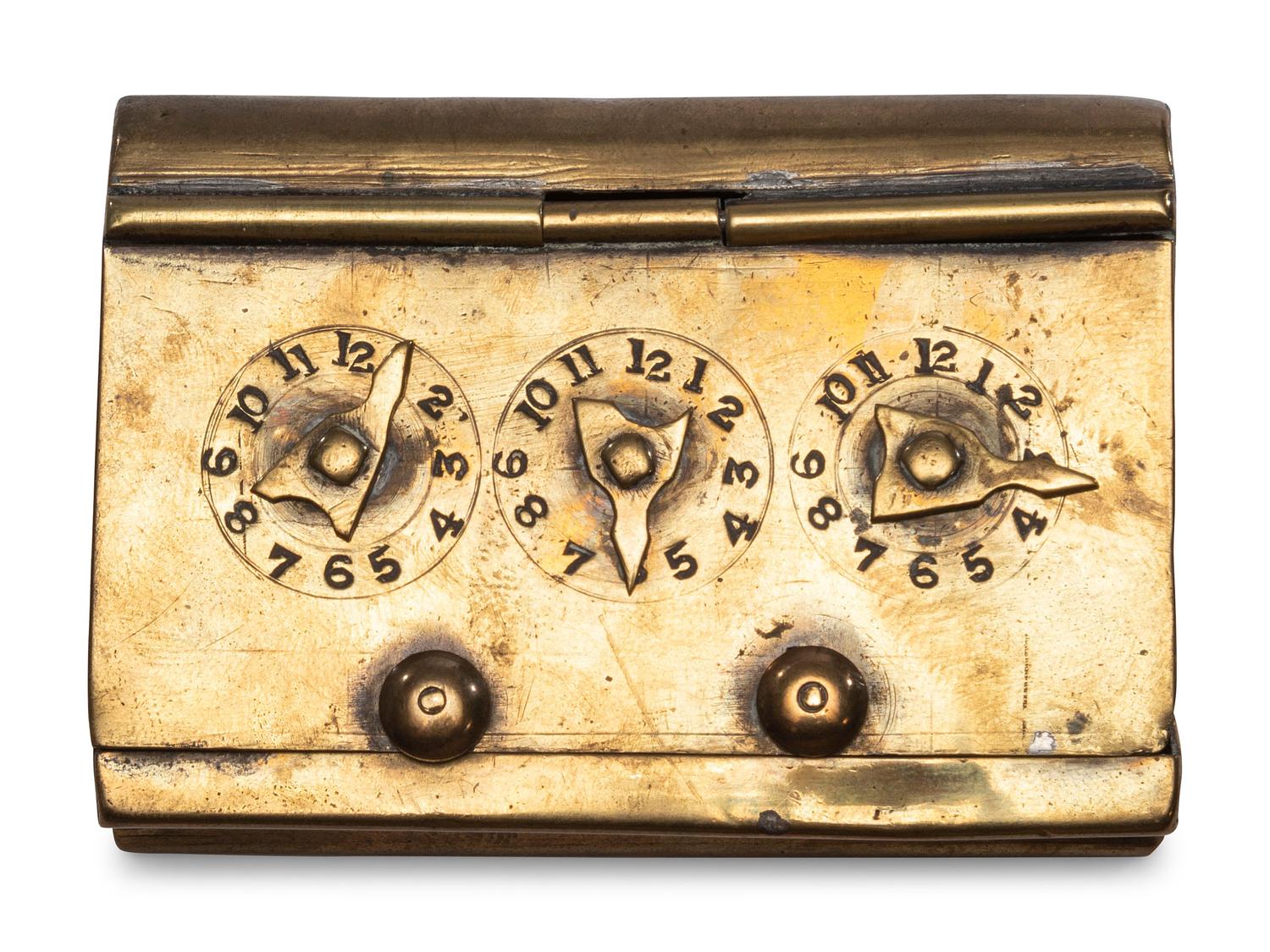 Six Brass Snuff Boxes and Match Safes
