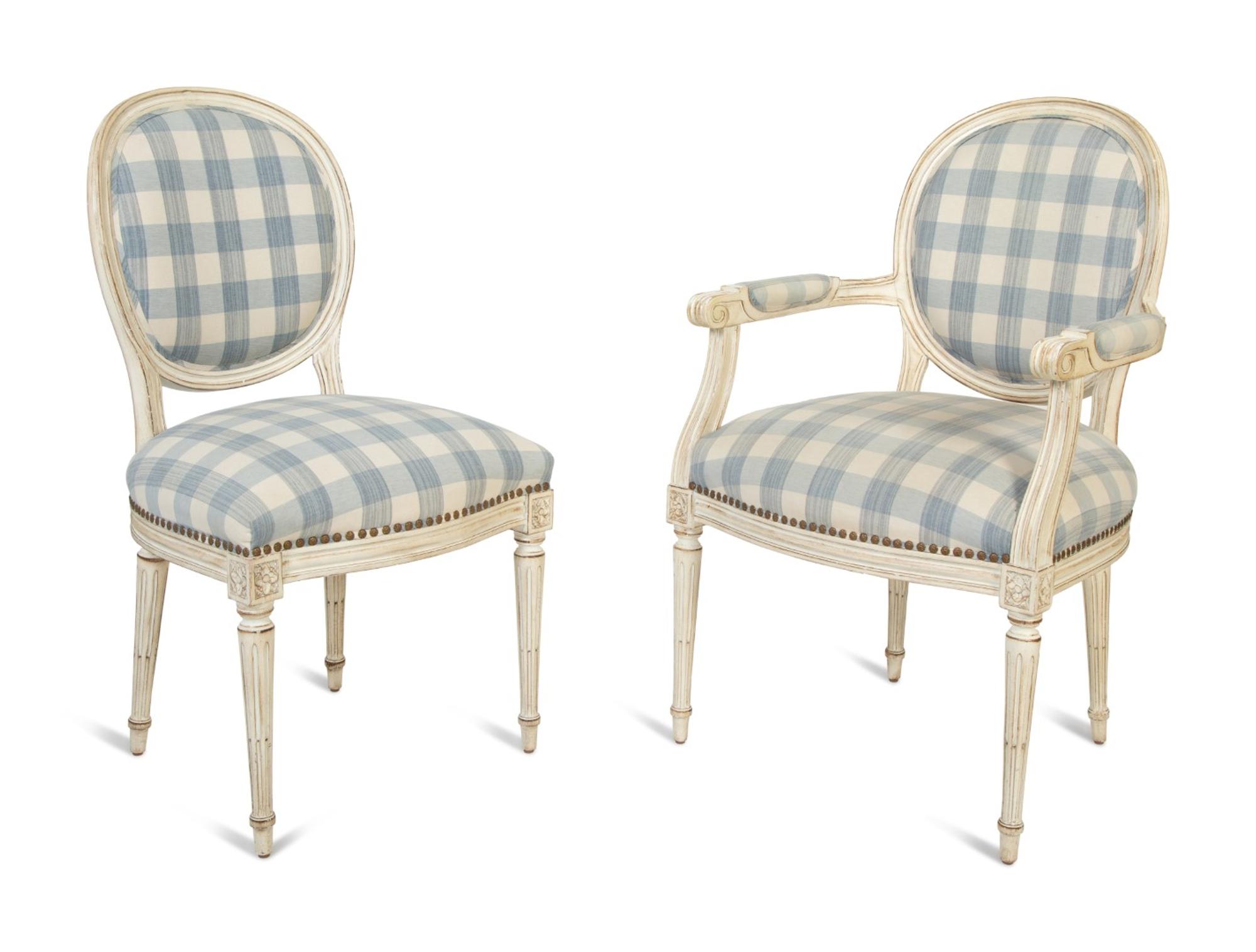 A Set of Ten Louis XVI Style Painted Dining Chairs — 20TH CENTURY