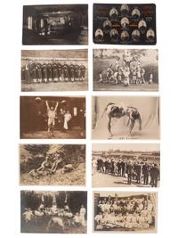 [EARLY PHOTOGRAPHY] -- [SPORTS]. A group of 32 real photo postcards of athletes and events, incl. baseball, track and field, gymnastics, wrestling, strongmen, and female basketball players.