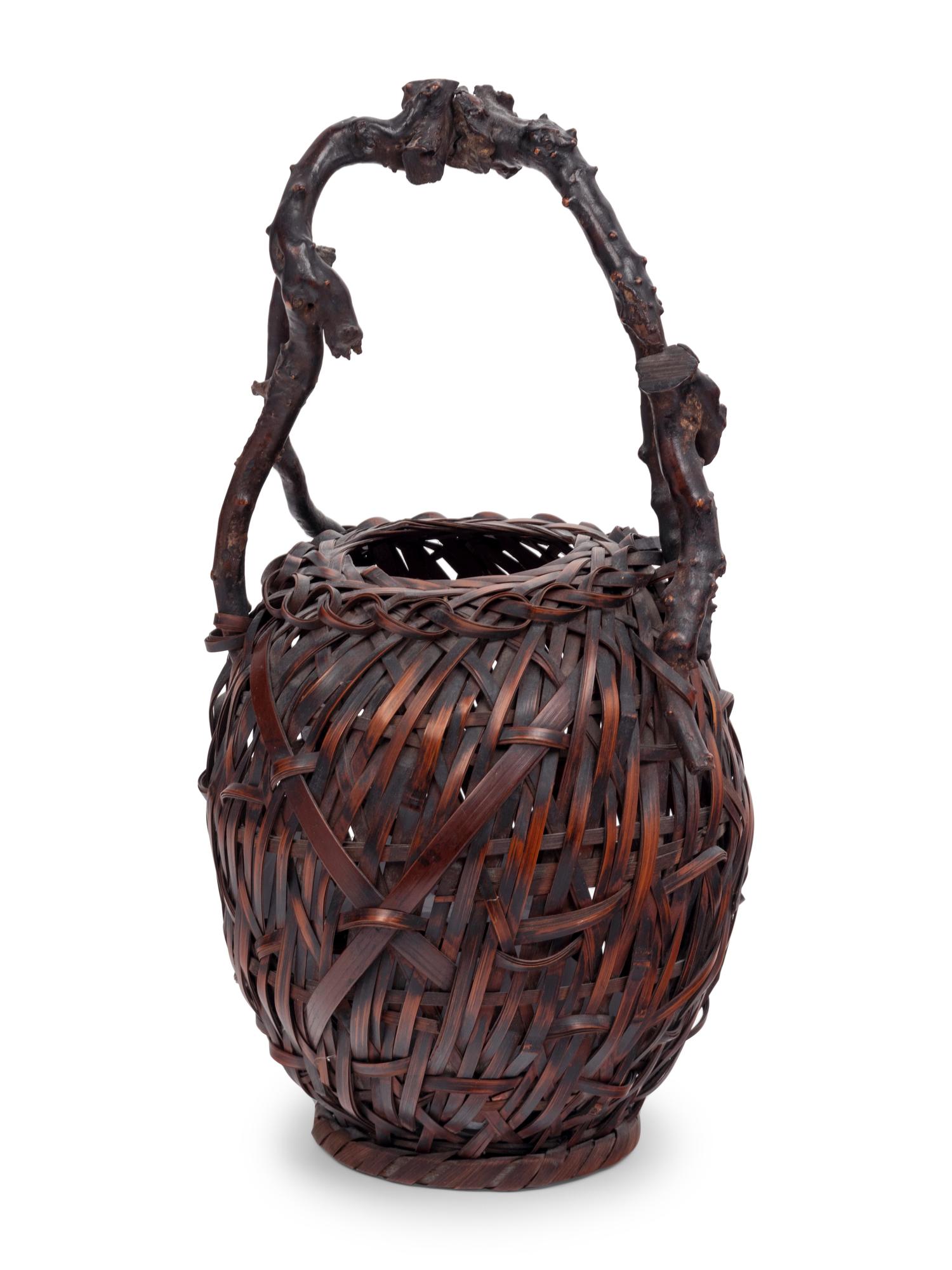 A Japanese Ikebana Bamboo Flower Arranging Basket