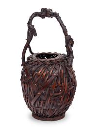 A Japanese Ikebana Bamboo Flower Arranging Basket