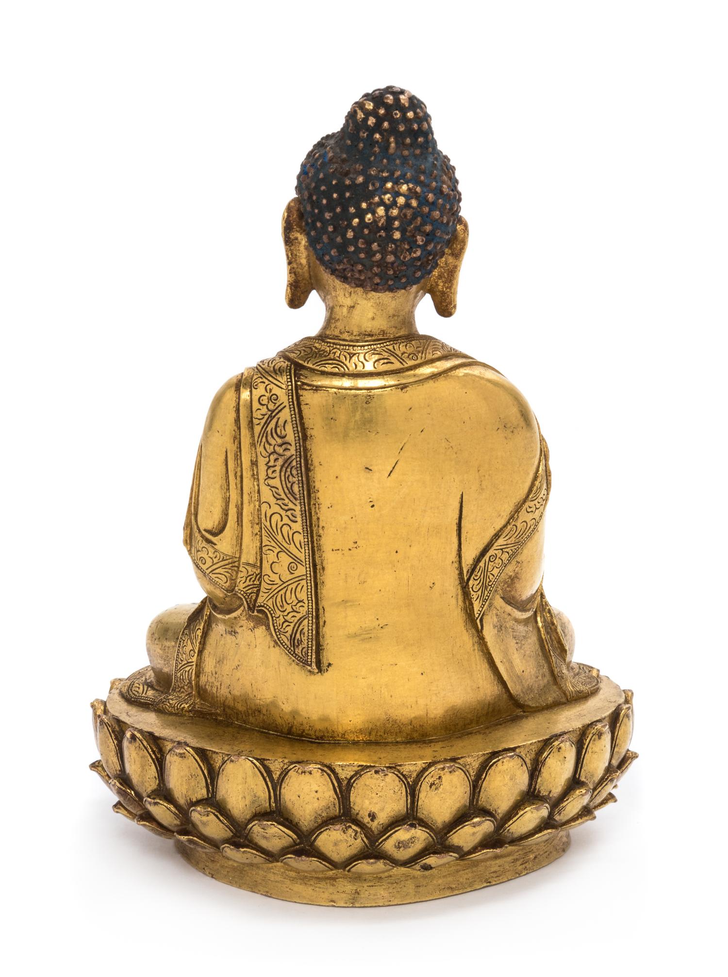 A Sino-Tibetan Gilt Bronze Figure of Shakyamuni Buddha Height 6 1/2 inches. — 18TH CENTURY