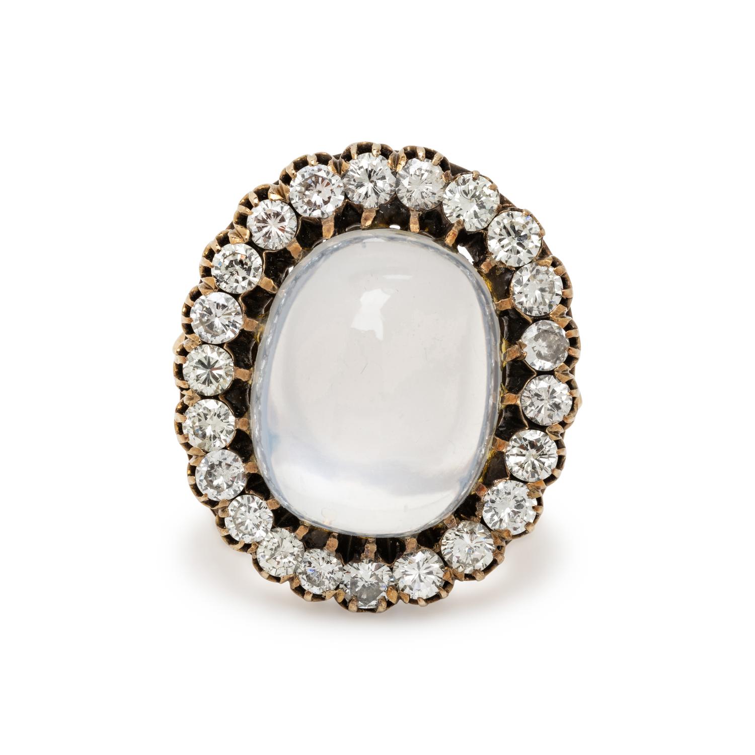 MOONSTONE AND DIAMOND RING
