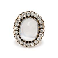MOONSTONE AND DIAMOND RING
