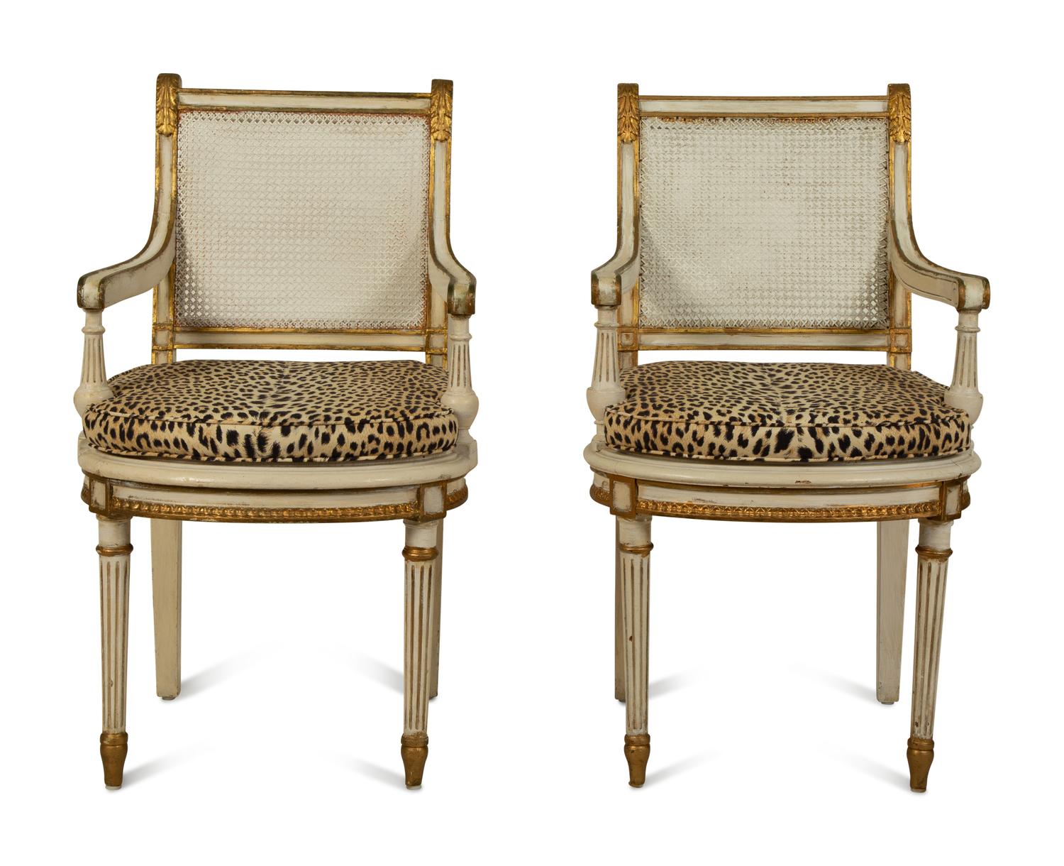 A Pair of Painted Neoclassical Style Bergeres — EARLY 20TH CENTURY