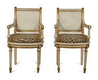 A Pair of Painted Neoclassical Style Bergeres — EARLY 20TH CENTURY