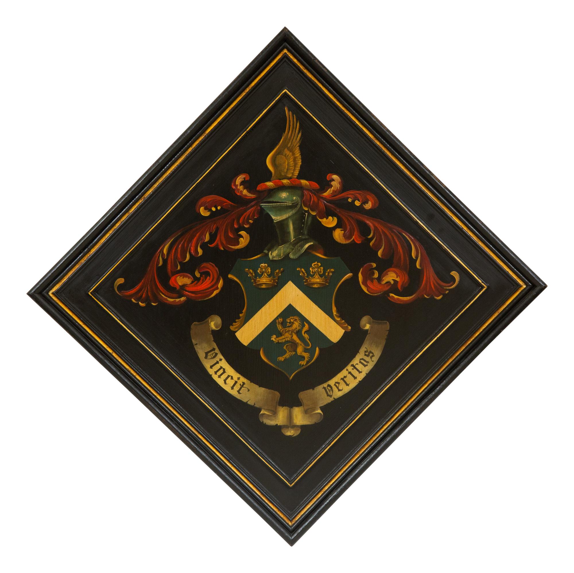 Two Modern Framed Panels Painted with Heraldic Crests