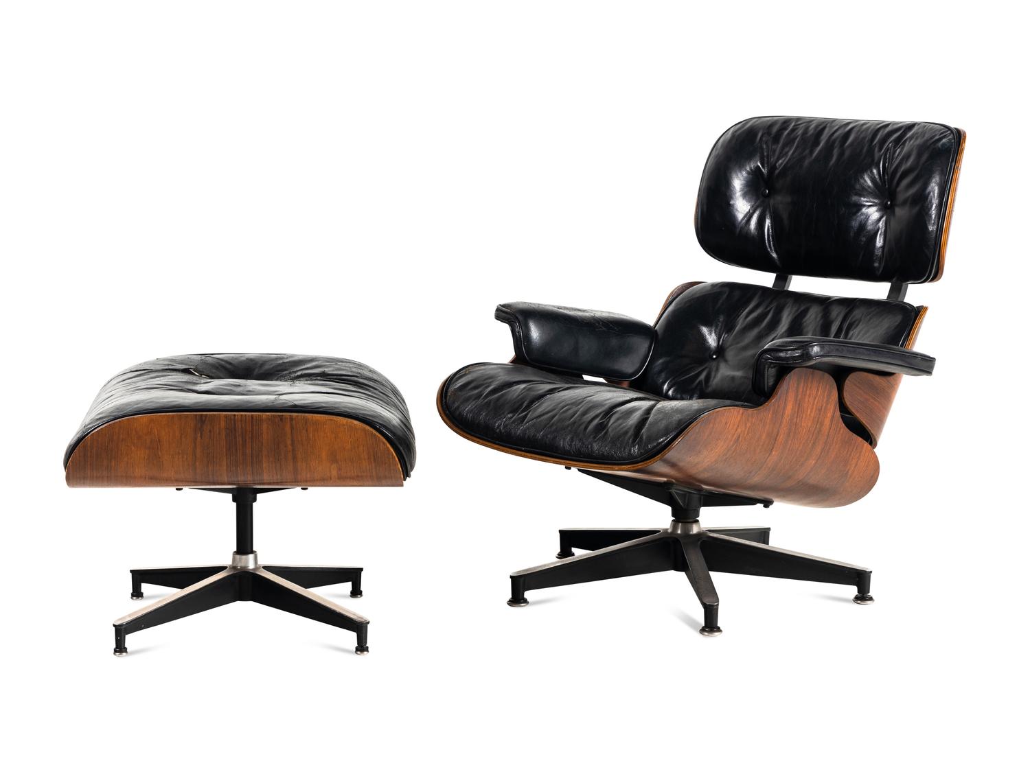 A Charles and Ray Eames Lounge Chair and Ottoman, Model 670 & 671
