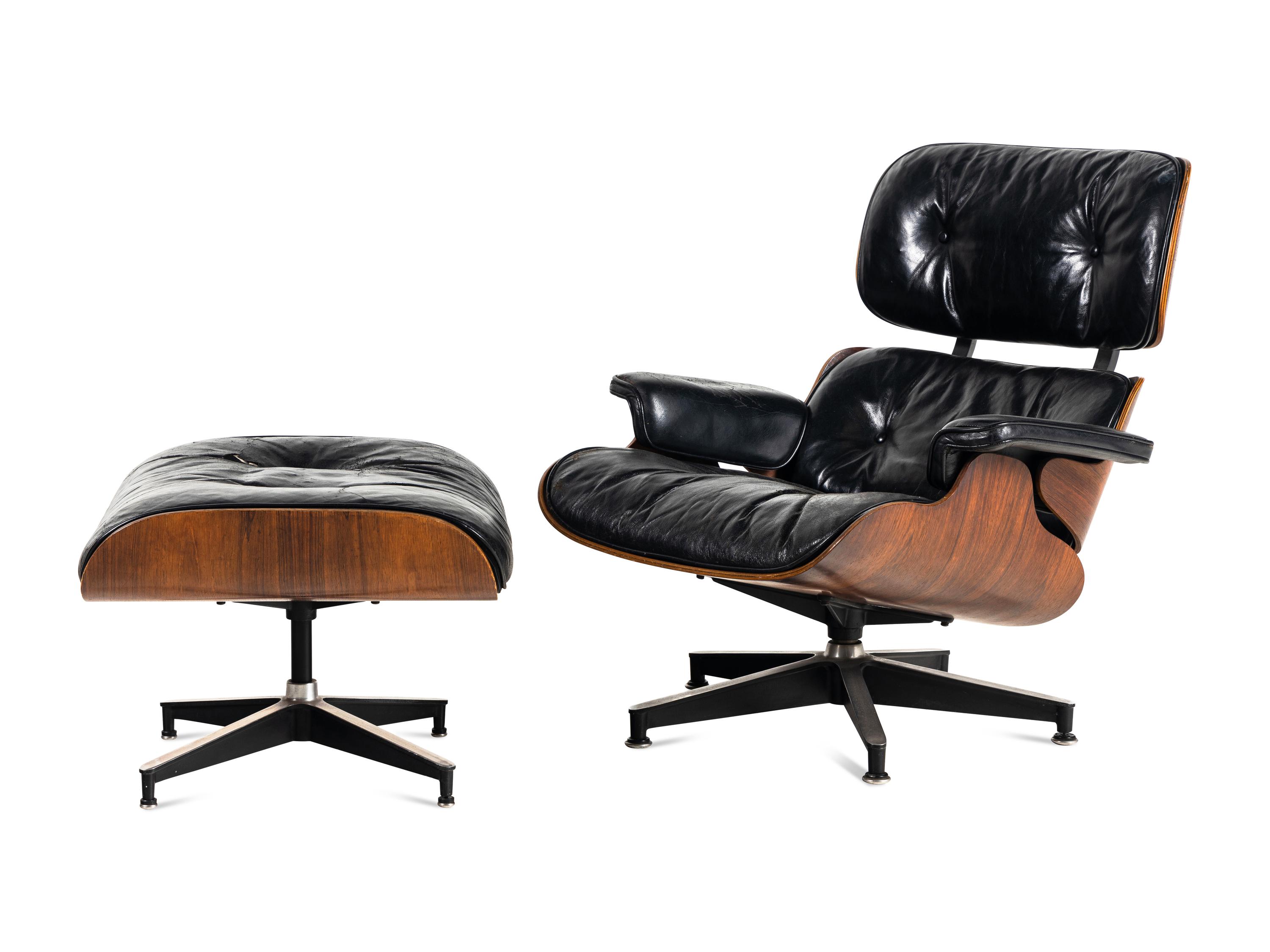 A Charles and Ray Eames Lounge Chair and Ottoman, Model 670 & 671