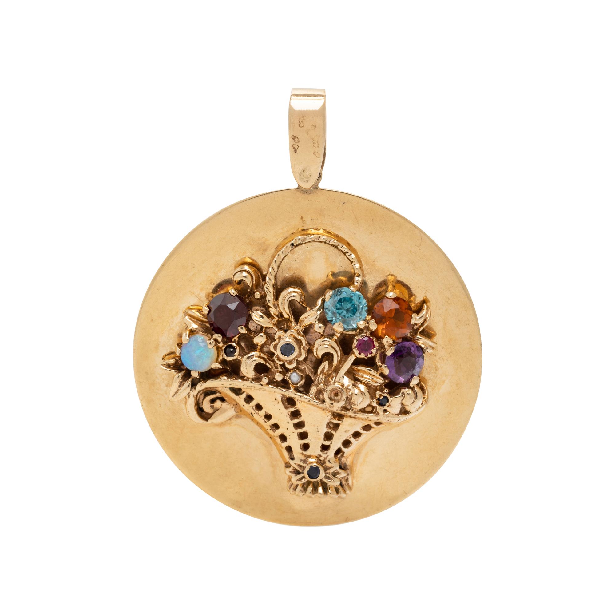YELLOW GOLD AND MULTIGEM PENDANT