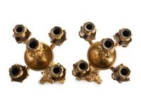 A Pair of French Baroque Style Gilt Bronze Five-Light Candelabra