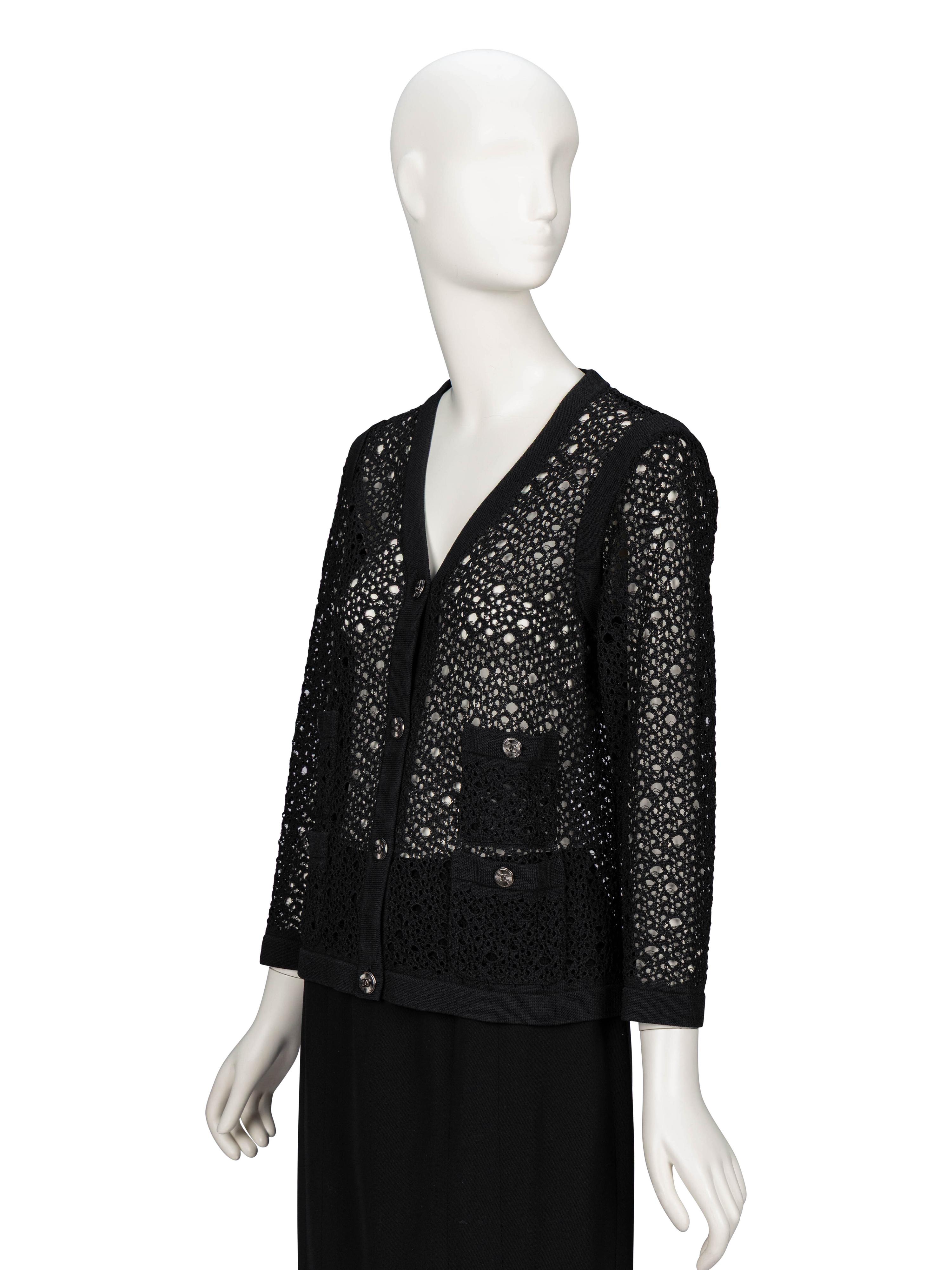 Chanel, Black Lace Knit Cardigan