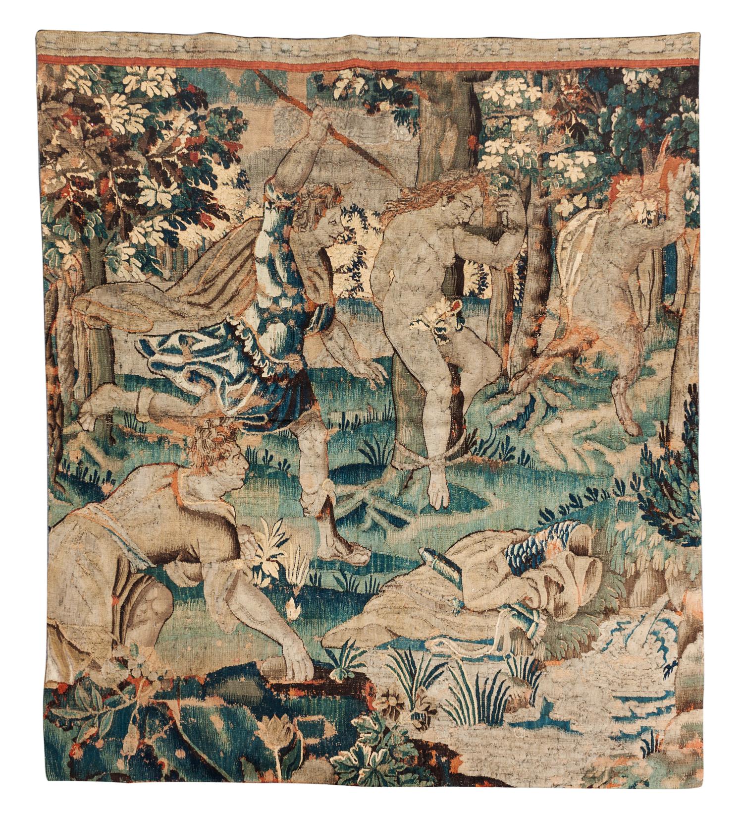 A Flemish Tapestry Fragment Height 76 1/2 x width 64 inches. — 18TH CENTURY