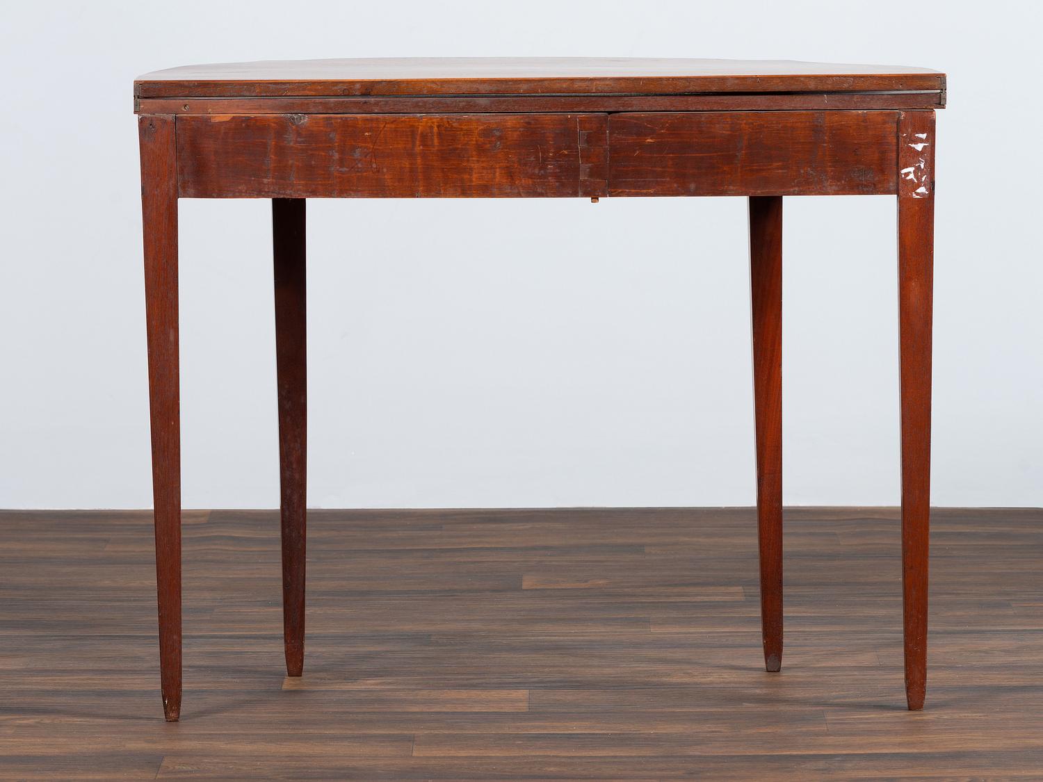 A Federal Inlaid Mahogany Demi-Lune Game Table