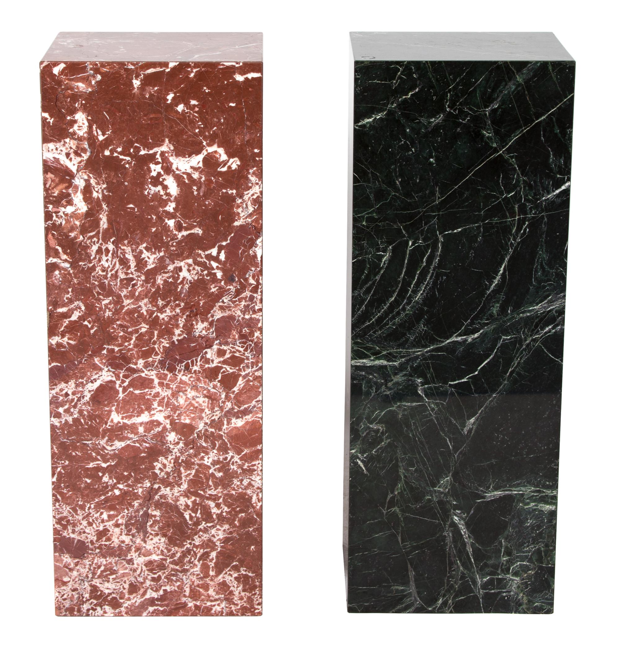 Two Marble Veneered Pedestals Height 38 x width 14 x depth 12 inches. — 20TH CENTURY