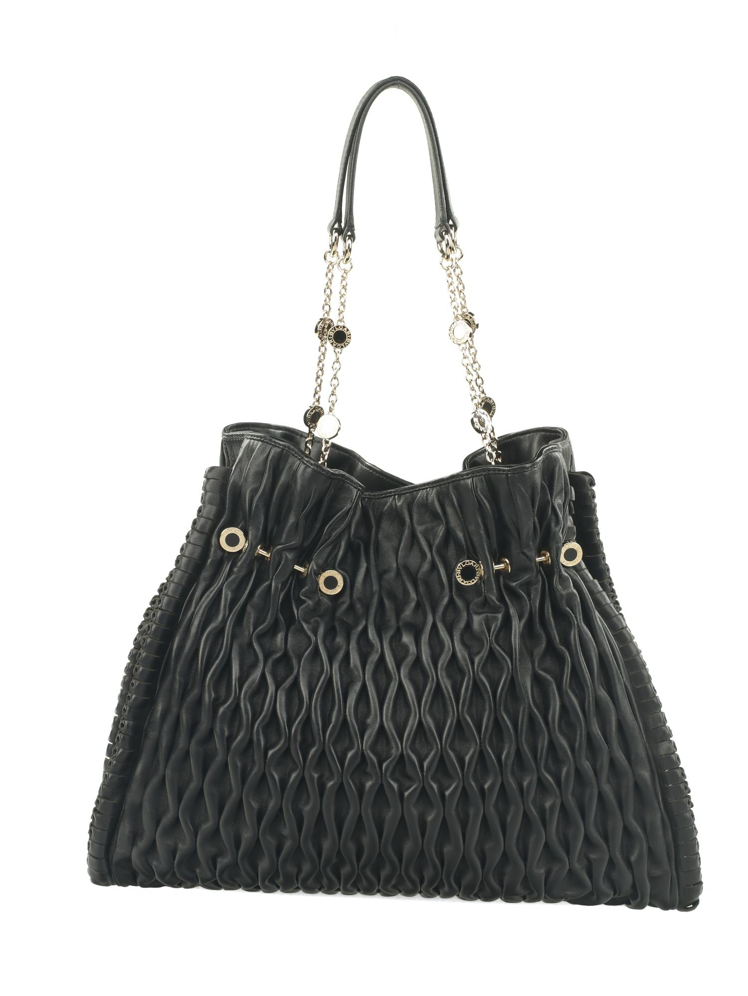 Bvlgari Pleated Leather Twit Tote