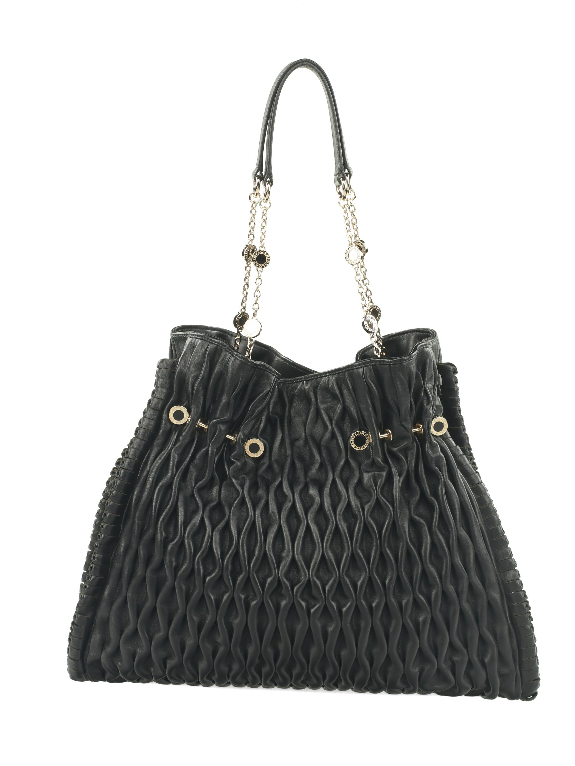 Bvlgari Pleated Leather Twit Tote