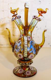 An Italian Enameled Glass Vessel. Height 13 inches.