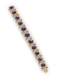 ANDRÉ VASSORT FOR M. GERARD, UNHEATED BURMESE SAPPHIRE, DIAMOND, AND YELLOW GOLD BRACELET