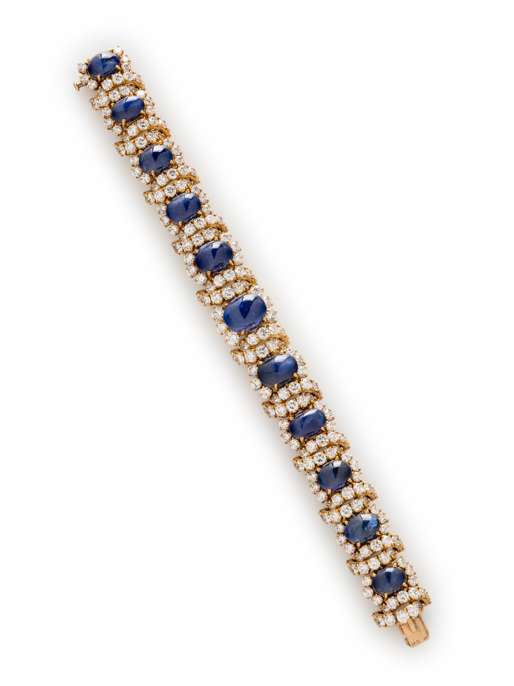 ANDRÉ VASSORT FOR M. GERARD, UNHEATED BURMESE SAPPHIRE, DIAMOND, AND YELLOW GOLD BRACELET