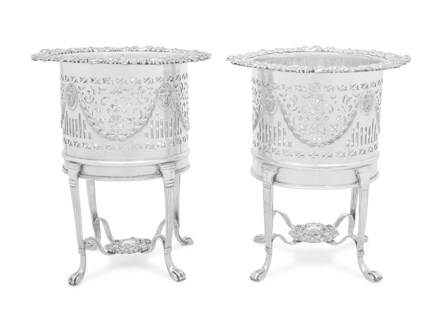 A Pair of English Silver-Plate Wine Coolers