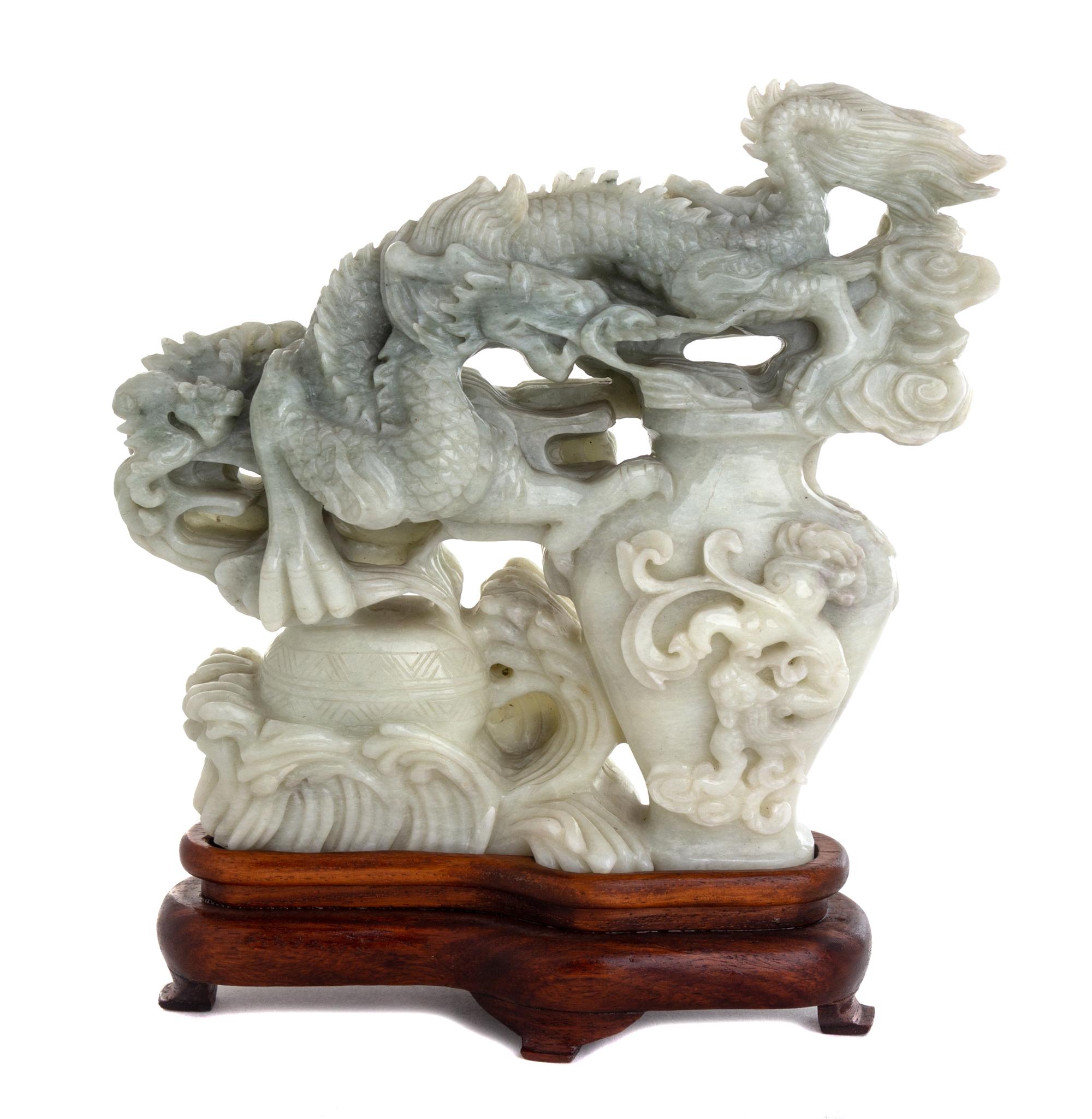 A Burmese Carved Jade Figural Group Height 7 1/4 inches. — 20TH CENTURY