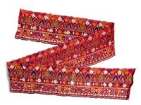 Two Indian Silk Embroidered and Mica Mounted Cotton Panels