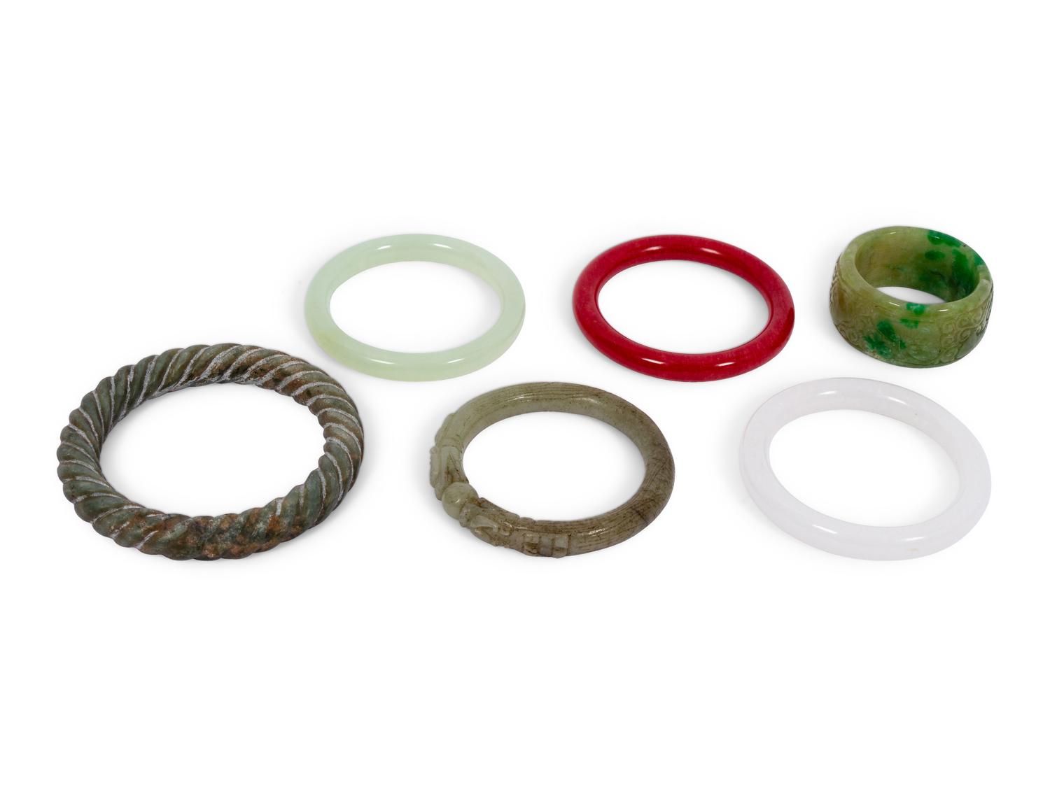 A Group of Six Chinese Jade Bracelets