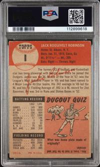 A 1953 Topps Jackie Robinson Baseball Card No. 1 (PSA 2 GOOD)