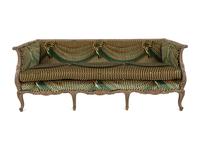 A Louis XV Style Carved and Stained Mahogany Sofa