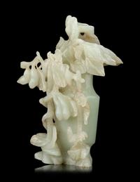 A Small Chinese Openwork Pale Celadon Jade Covered Vase