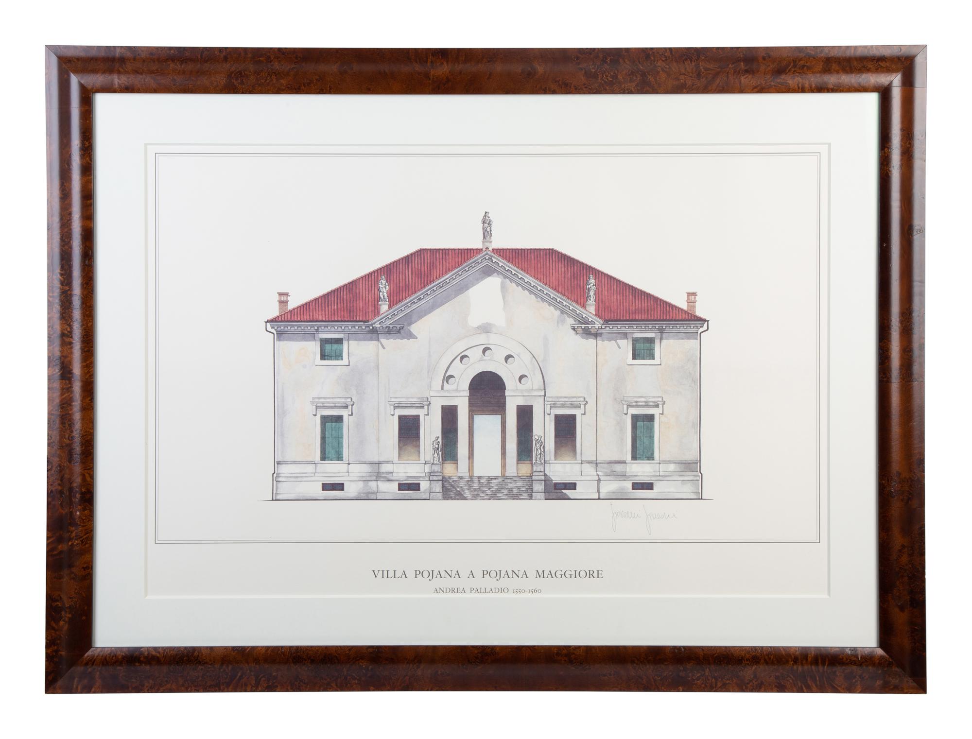 Four Framed Architectural Color Prints by Giovanni Giaconi from The Villas of Palladino — 20TH CENTURY