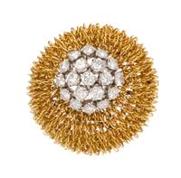 An 18 Karat Yellow Gold, Platinum and Diamond Domed Brooch, Van Cleef & Arpels, 14.35 dwts.