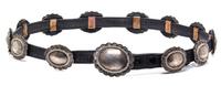 A Sterling Silver, Copper and Leather Concho Belt, Irv Paul, Navajo, 215.70 dwts. (including leather)