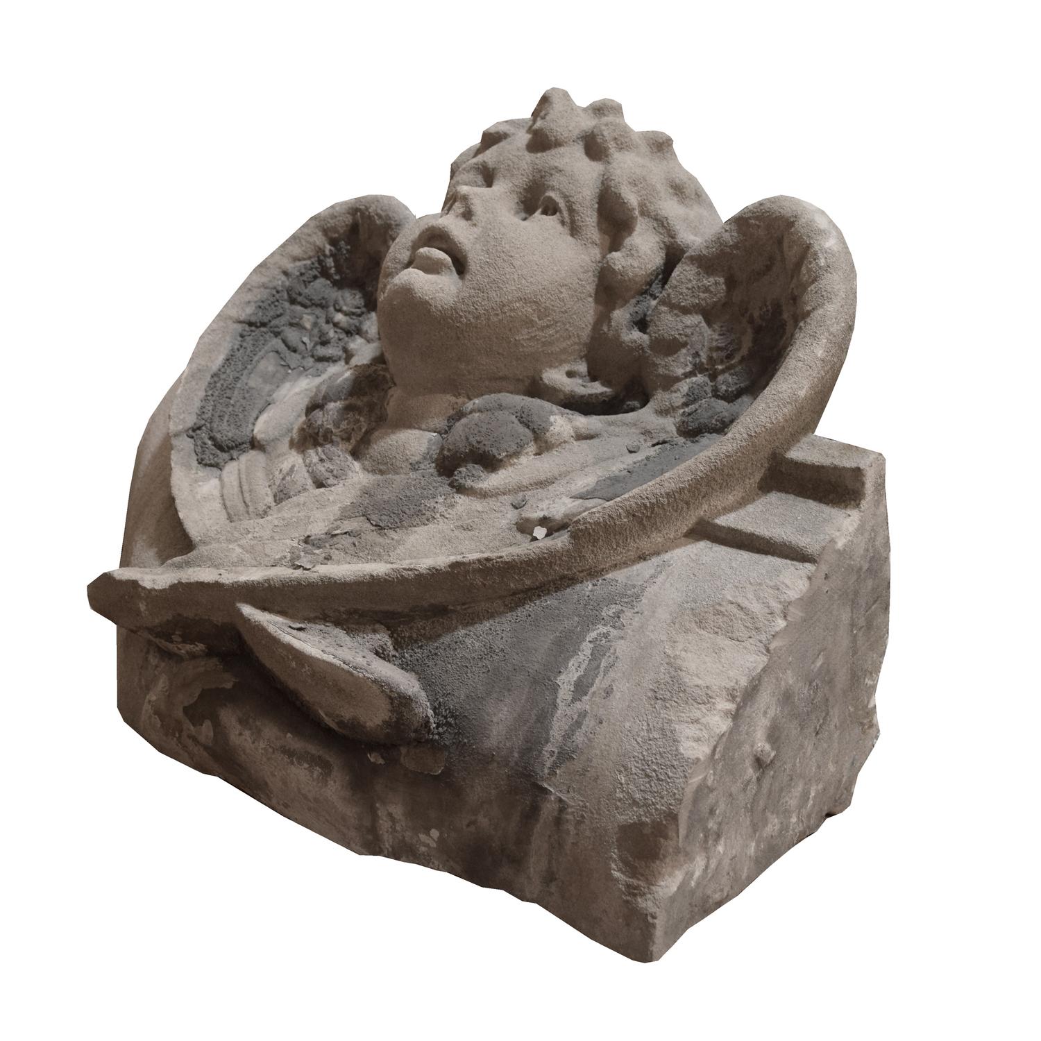 A Carved Limestone Angel from a Chicago, IL. Church 34" W x 17" D X 23" H — United States, 20th Century