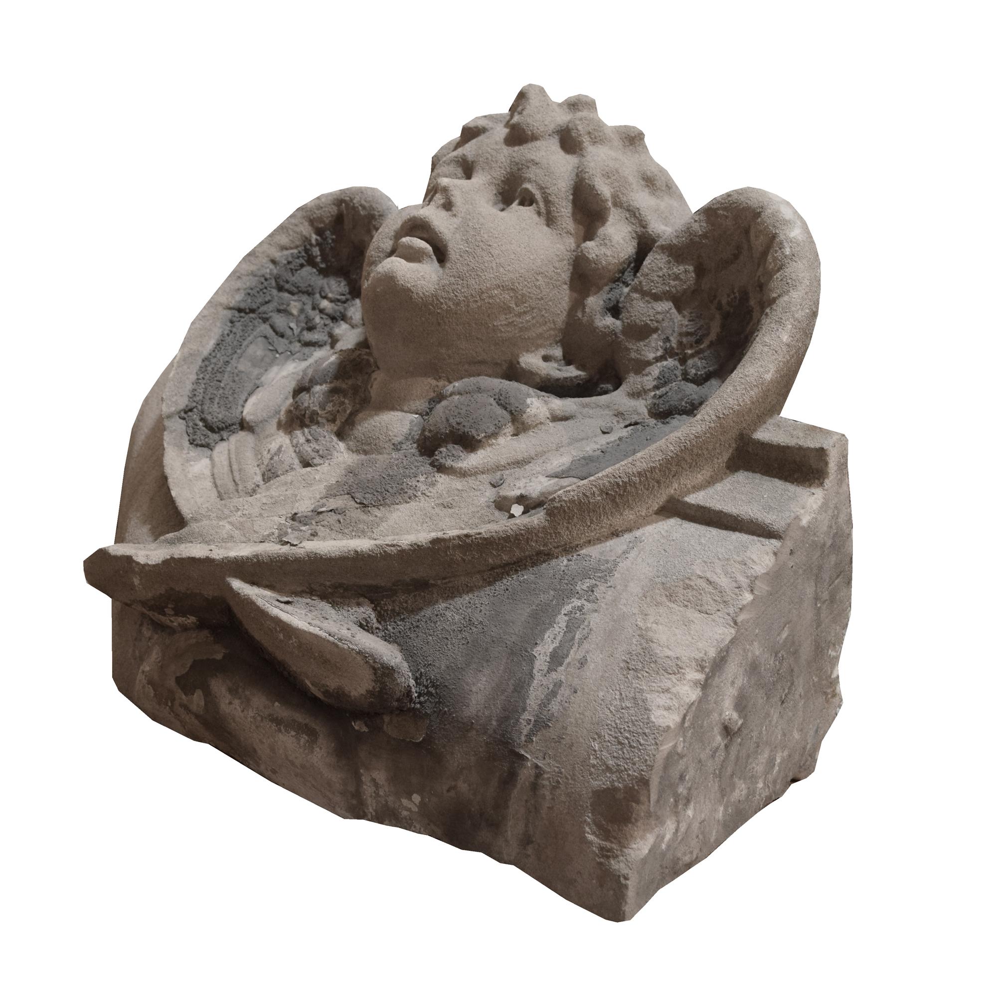 A Carved Limestone Angel from a Chicago, IL. Church 34" W x 17" D X 23" H — United States, 20th Century