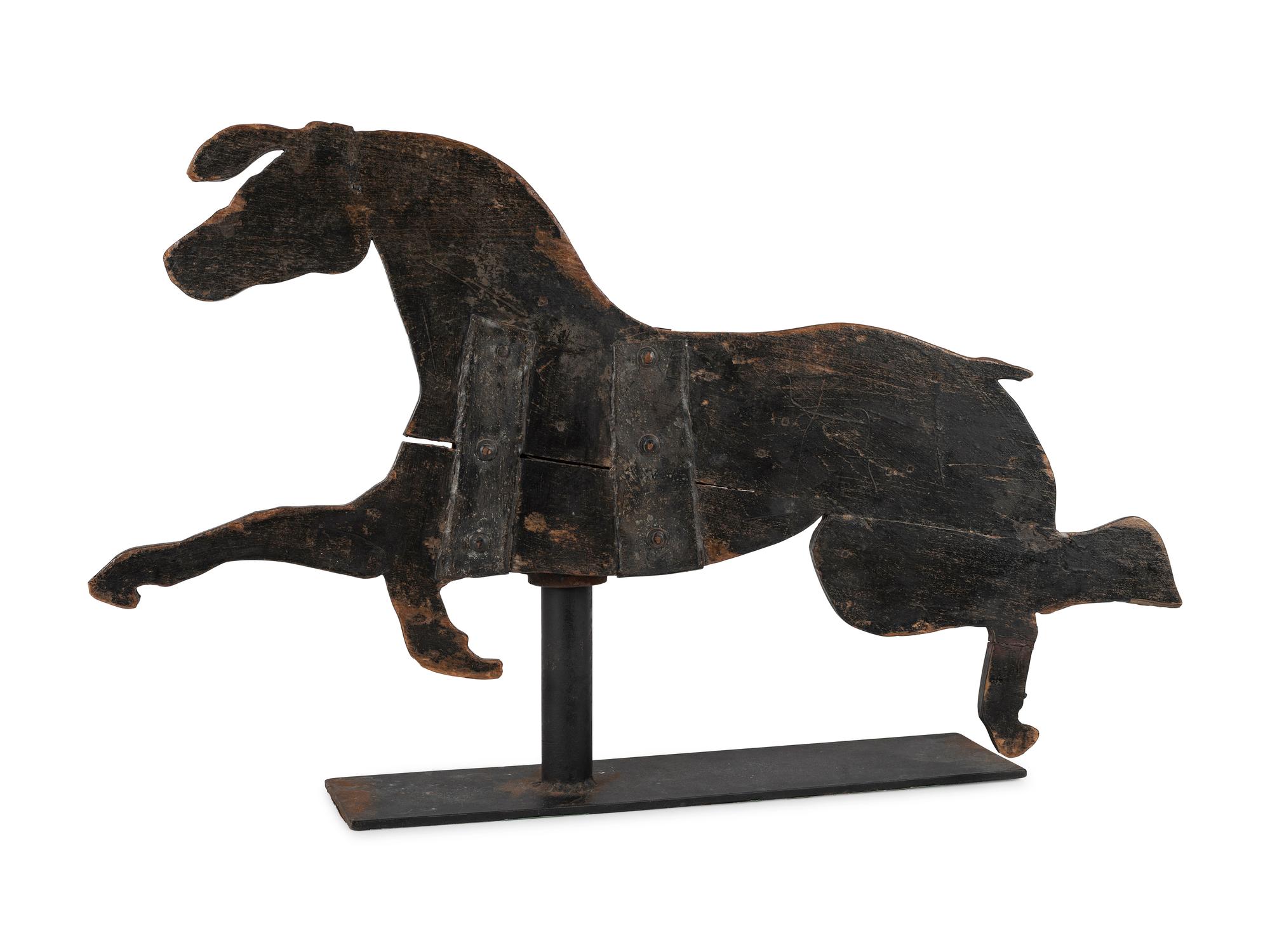 A Carved and Painted Wood Horse-Form Weathervane