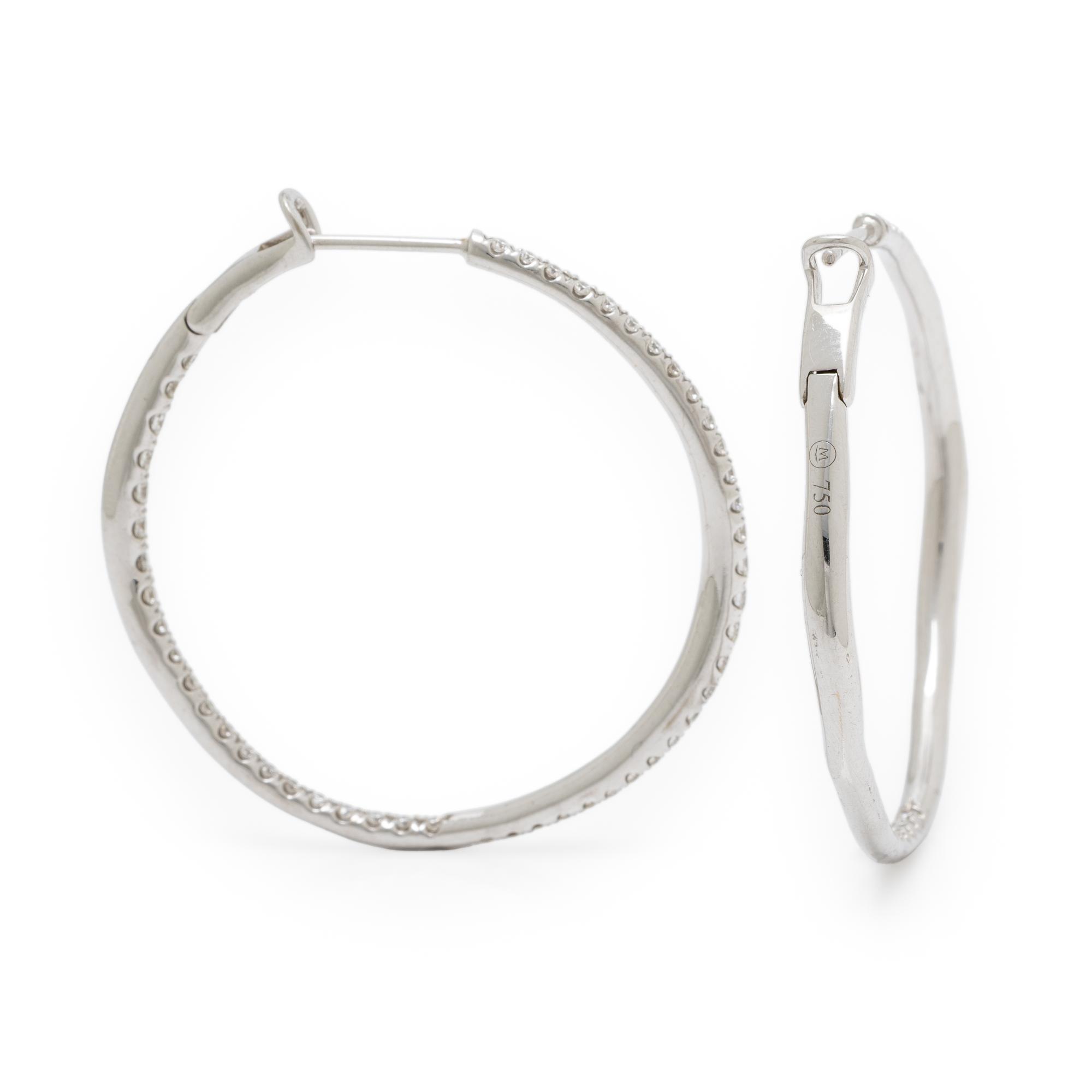 Diamond and White Gold Inside-Out Hoop Earrings